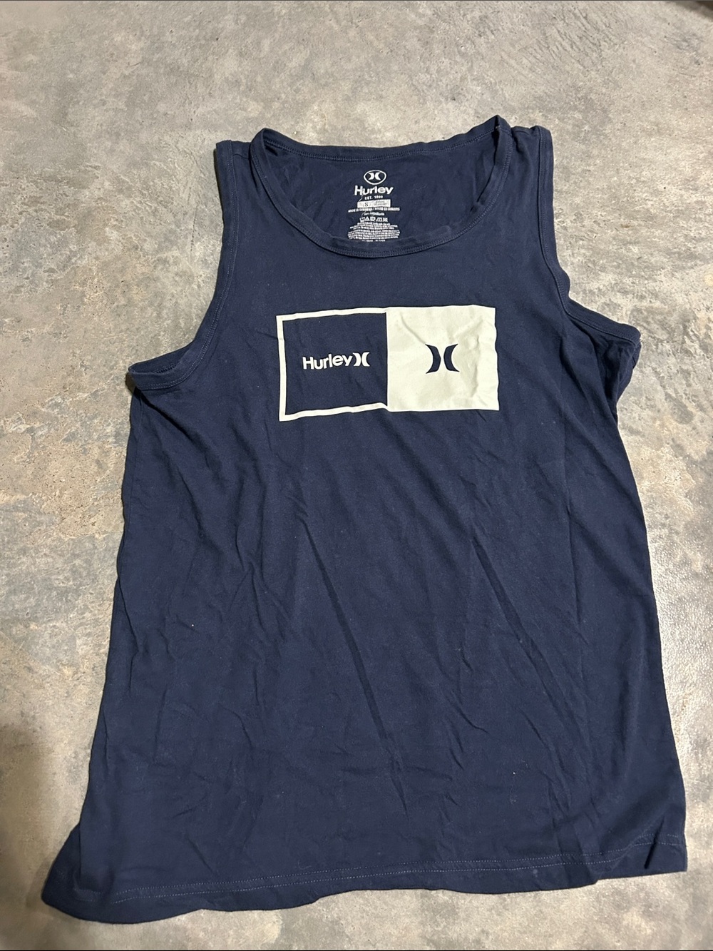 Hurley Navy Blue Tank with White Logo Block
